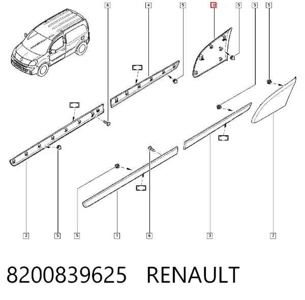 Placa sobreposta do pára-lama traseiro direito 8200839625 Renault (RVI)