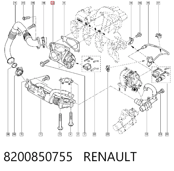 Válvula EGR de recirculação dos gases 8200850755 Renault (RVI)