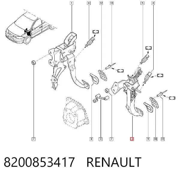 Pedal de embraiagem 8200853417 Renault (RVI)