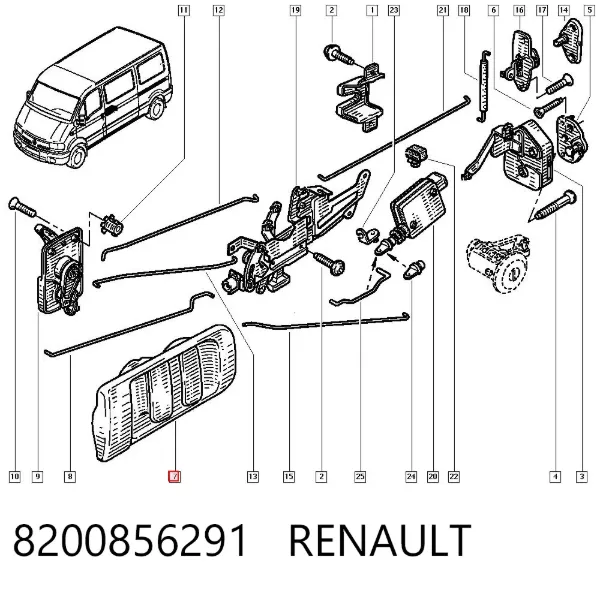 Maçaneta externa esquerda da porta lateral (deslizante) 8200856291 Renault (RVI)
