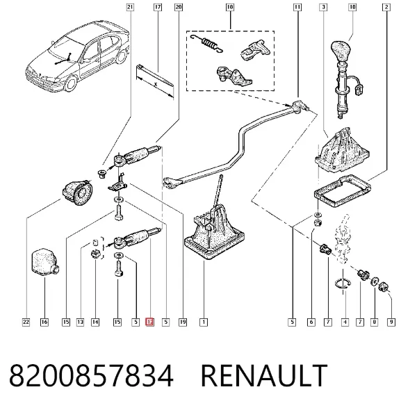 Ponta de barra da Caixa de Mudança 8200857834 Renault (RVI)