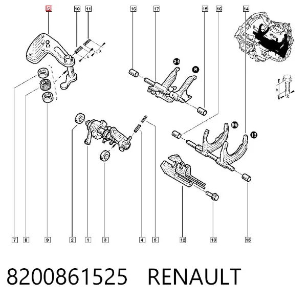 Mecanismo de seleção (de mudança) de velocidades 8200861525 Renault (RVI)
