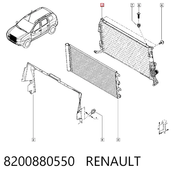 Radiador de esfriamento de motor 8200880550 Renault (RVI)