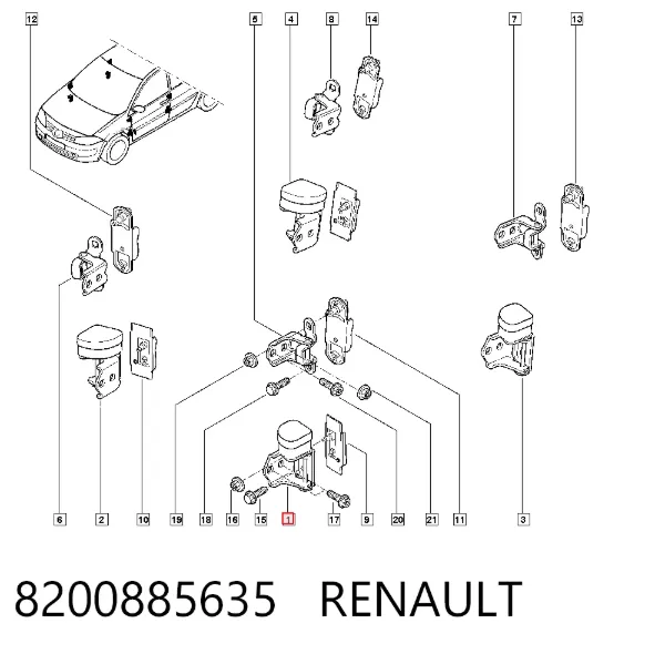 Gozno da porta dianteira esquerda 8200885635 Renault (RVI)