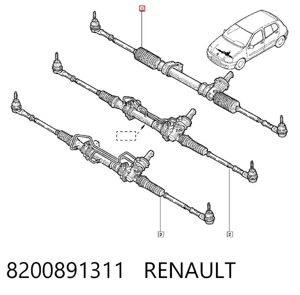 Cremalheira da direção 8200891311 Renault (RVI)