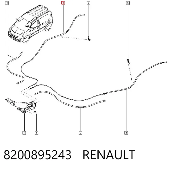 Cabo traseiro direito/esquerdo do freio de estacionamento 8200895243 Renault (RVI)