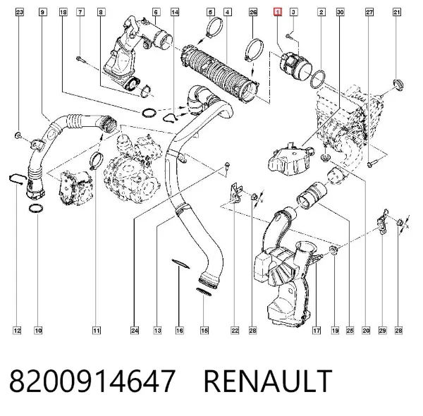 Sensor de fluxo (consumo) de ar, medidor de consumo M.A.F. - (Mass Airflow) 8200914647 Renault (RVI)