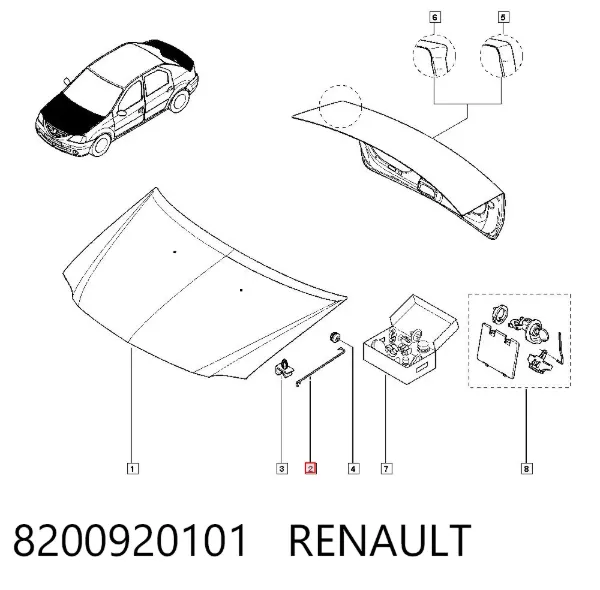 Viga con gancho do fecho da capota 8200920101 Renault (RVI)