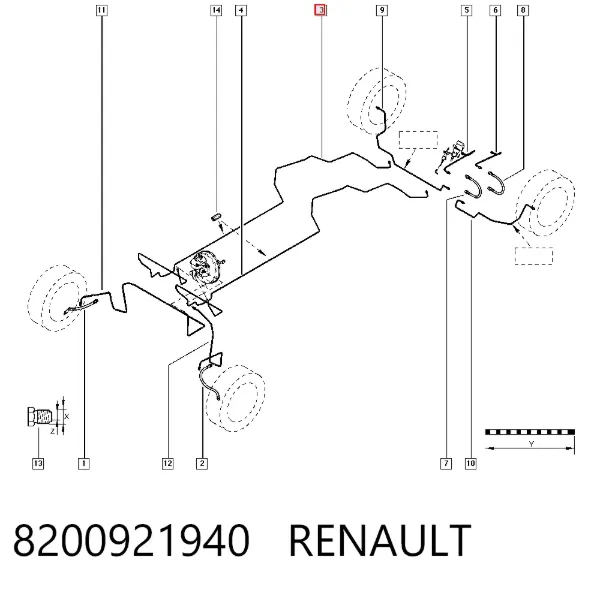 Tubo do freio do sistema, enrolamento 8200921940 Renault (RVI)