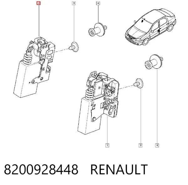 Fecho da porta dianteira direita 8200928448 Renault (RVI)
