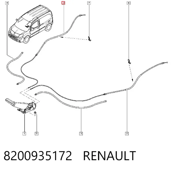 Cabo traseiro direito/esquerdo do freio de estacionamento 8200935172 Renault (RVI)
