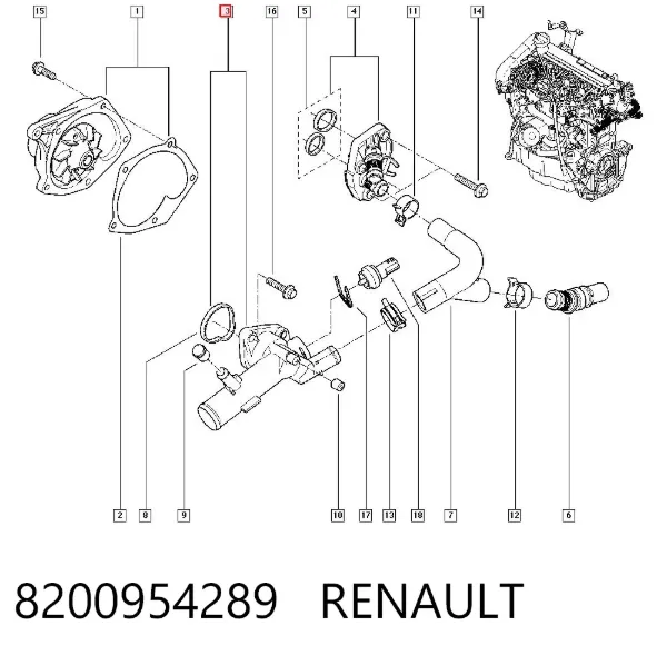 Termostato 8200954289 Renault (RVI)