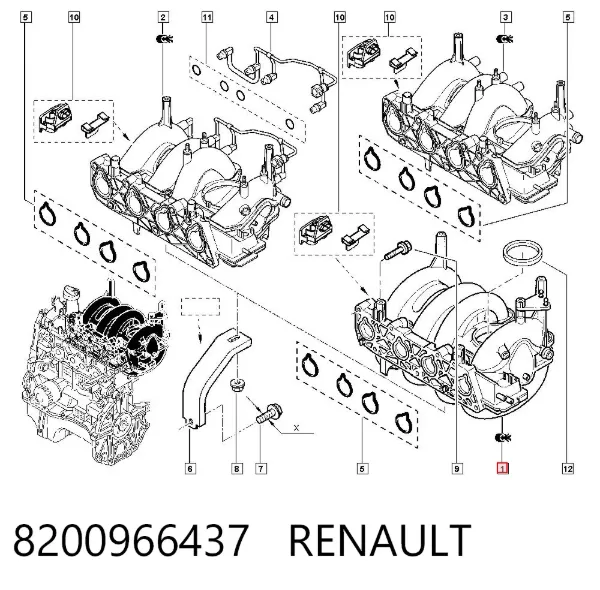Tubo coletor de admissão 8200966437 Renault (RVI)
