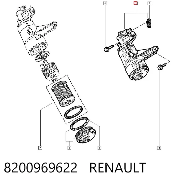 Caixa do filtro de óleo 8200969622 Renault (RVI)