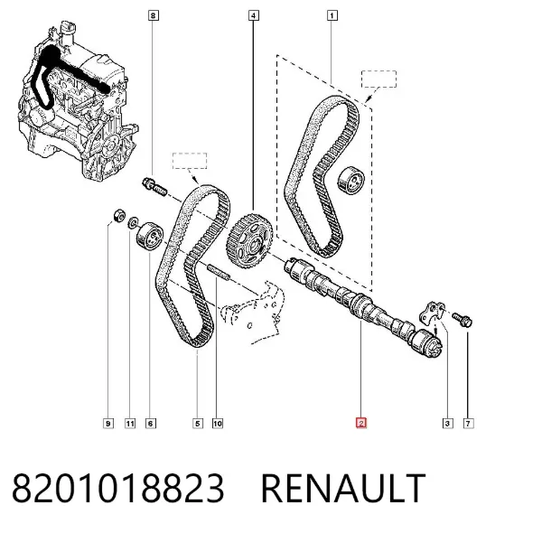 Árvore distribuidora de motor 8201018823 Renault (RVI)