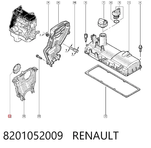 Tampa (tampão) de proteção do mecanismo de distribuição de gás 8201052009 Renault (RVI)