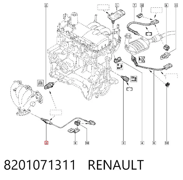 Sonda lambda, sensor de oxigênio 8201071311 Renault (RVI)