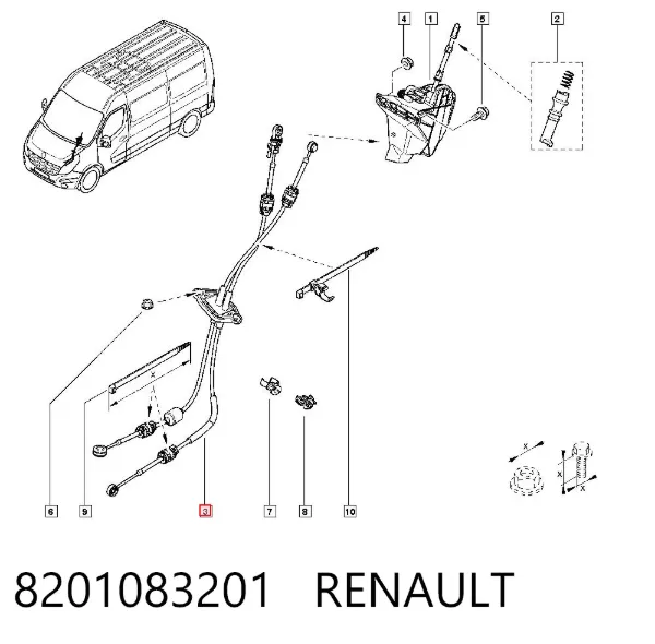 Cabo de mudança duplo 8201083201 Renault (RVI)