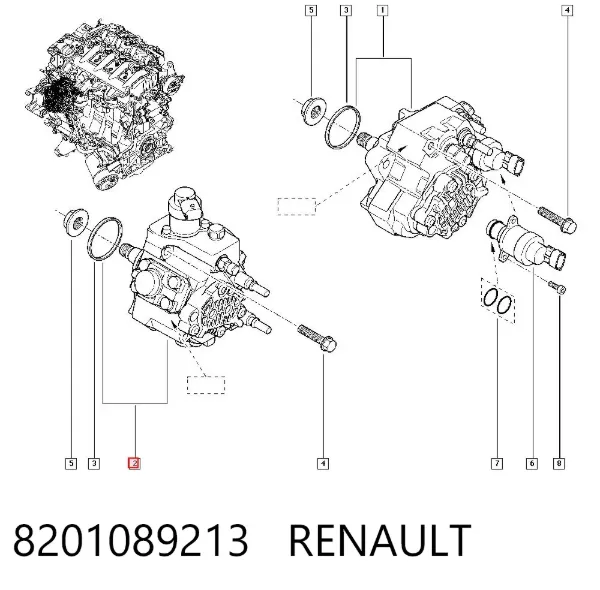 Bomba de combustível de pressão alta 8201089213 Renault (RVI)