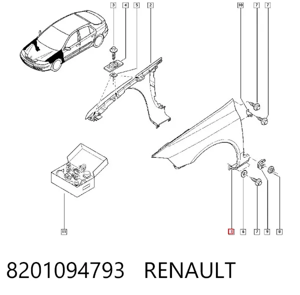 Pára-lama dianteiro esquerdo 8201094793 Renault (RVI)