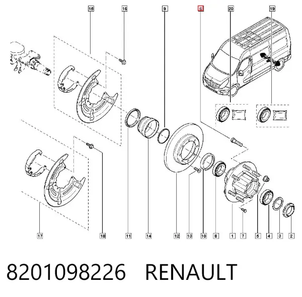 Prego de roda traseiro/dianteiro 8201098226 Renault (RVI)