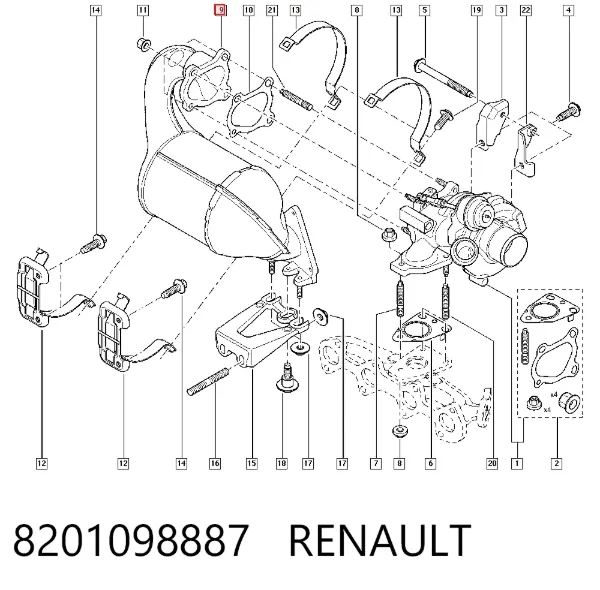 Convertidor - catalisador 8201098887 Renault (RVI)