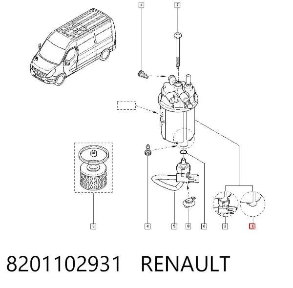 Caixa de filtro de combustível 8201102931 Renault (RVI)
