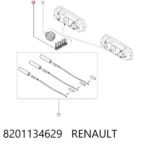 Desengate (ficha) da luz traseira 8201134629 Renault (RVI)