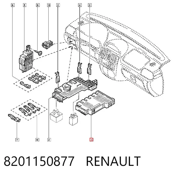 Módulo de direção (Centralina eletrônica) de motor 8201150877 Renault (RVI)