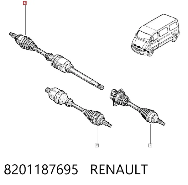 Semieixo (acionador) dianteiro direito 8201187695 Renault (RVI)