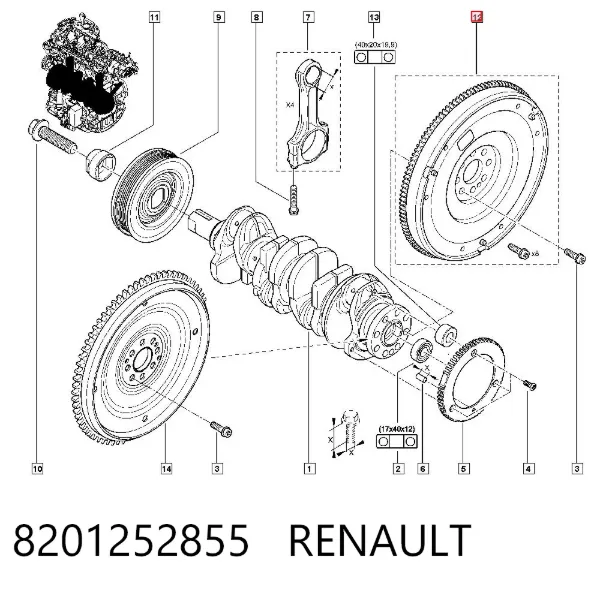 Volante de motor 8201252855 Renault (RVI)