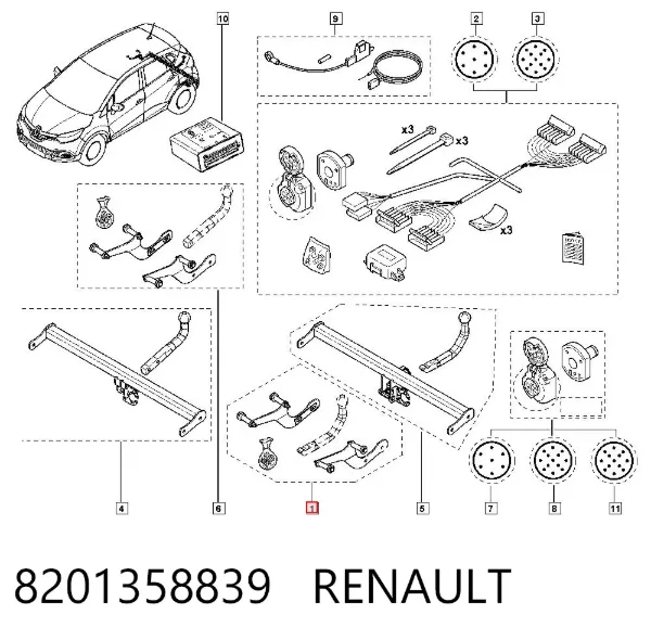 Gancho de reboque (esfera) de dispositivo de reboque 8201358839 Renault (RVI)