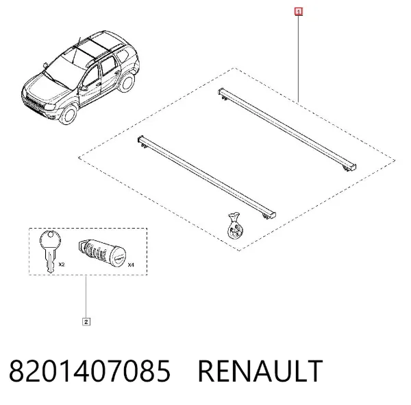 Travessas de porta-malas do teto, kit 8201407085 Renault (RVI)
