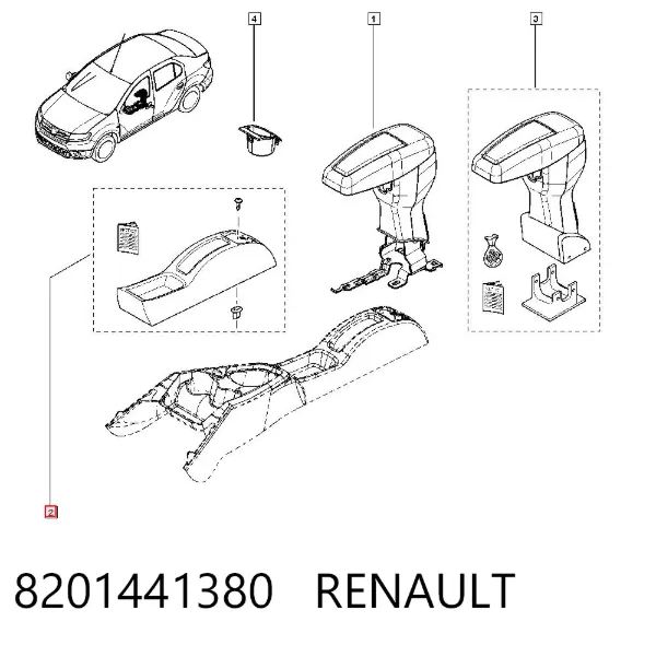 Consola de painel de controlo central 8201441380 Renault (RVI)