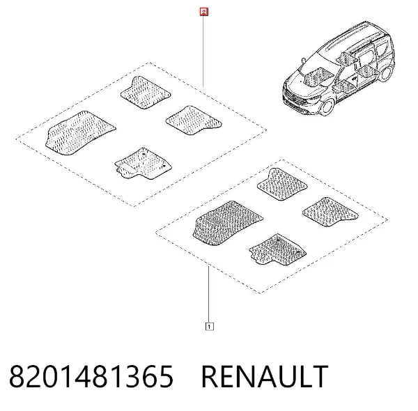 Tapetes dianteiros + traseiros, kit 8201481365 Renault (RVI)