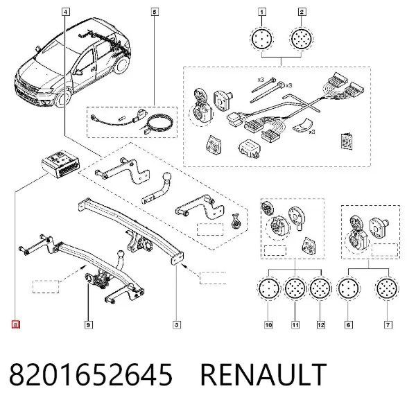 Unidade de controlo de gancho de reboque 8201652645 Renault (RVI)