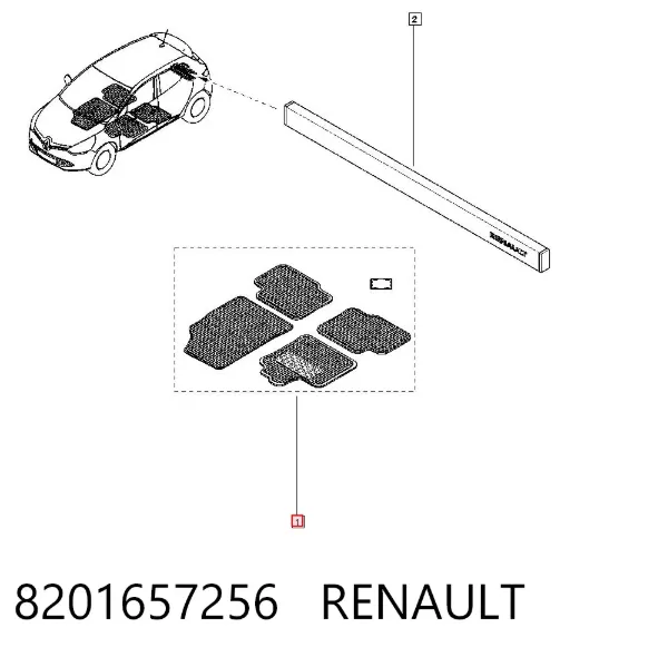 Tapetes dianteiros + traseiros, kit 8201657256 Renault (RVI)
