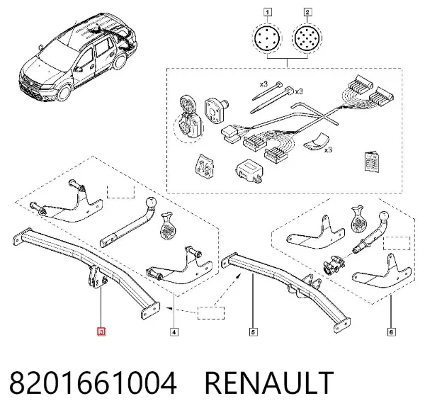 Travessa de acoplamento de reboque 8201661004 Renault (RVI)