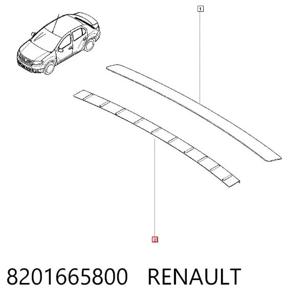Placa sobreposta do pára-choque traseiro superior de proteção (degrau-grampo dobrável) 8201665800 Renault (RVI)