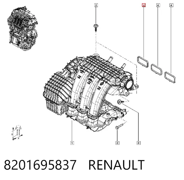 Vedante de tubo coletor de admissão 8201695837 Renault (RVI)