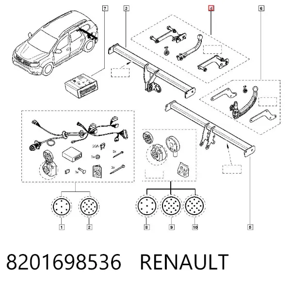 Gancho de reboque (esfera) de dispositivo de reboque 8201698536 Renault (RVI)