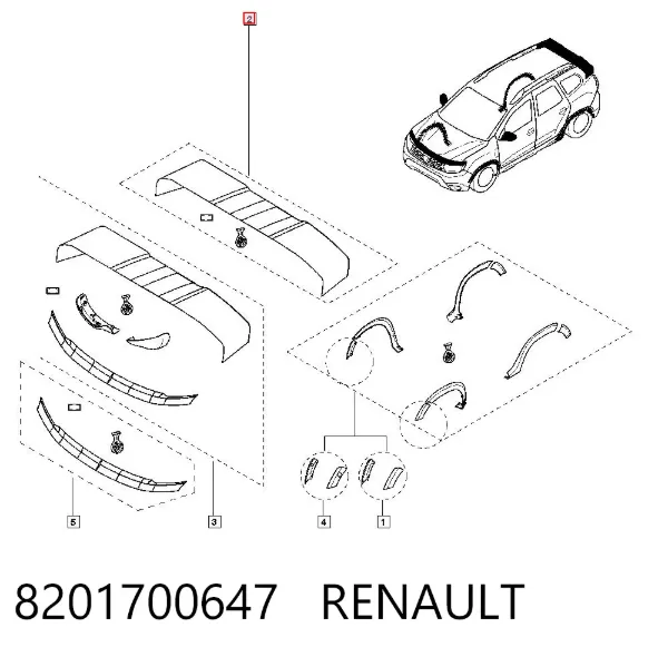Spoiler de porta-malas (de 3ª/5ª porta traseira) 8201700647 Renault (RVI)