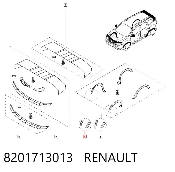 Moldura dilatadora de arco da roda, kit 8201713013 Renault (RVI)