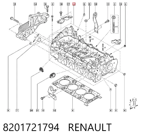 Cabeça de motor (CBC) 8201721794 Renault (RVI)