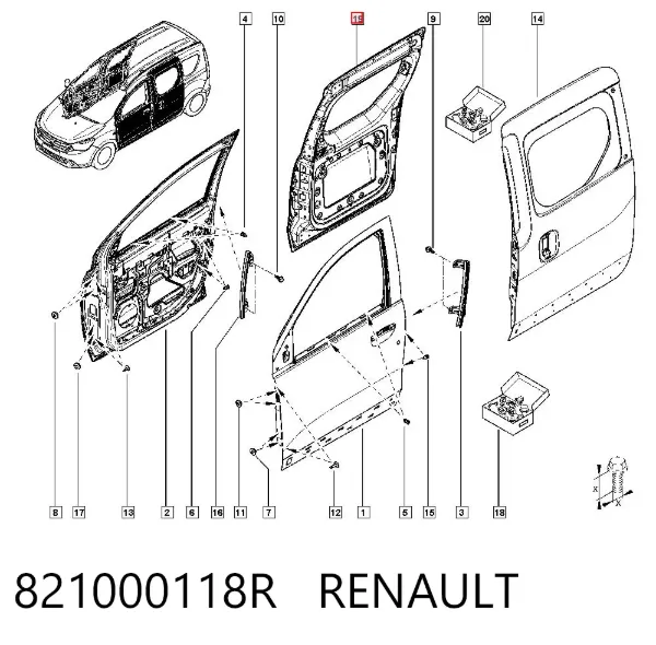 Porta lateral (deslizante) direita 821000118R Renault (RVI)