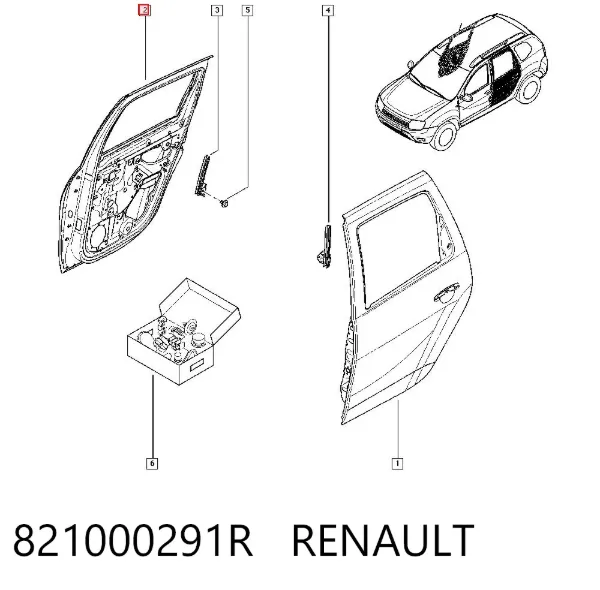 Porta traseira direita 821000291R Renault (RVI)