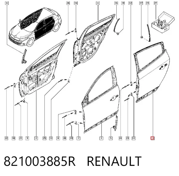 Porta traseira esquerda 821003885R Renault (RVI)