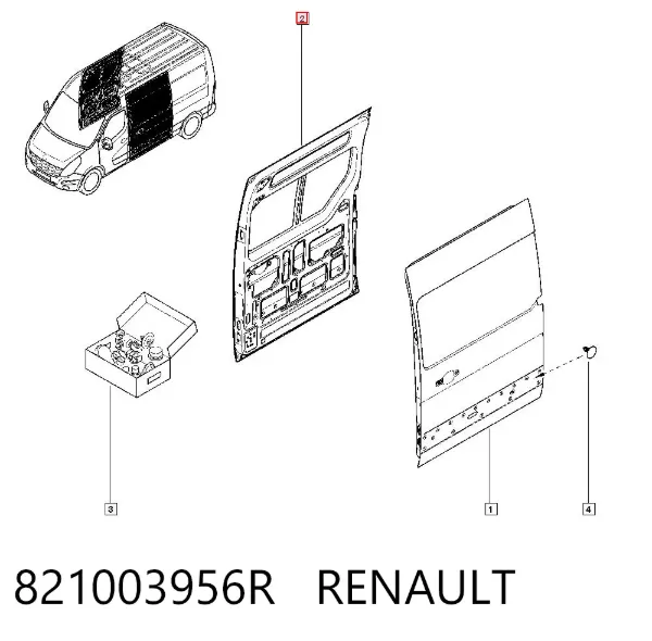 Porta lateral (deslizante) direita 821003956R Renault (RVI)