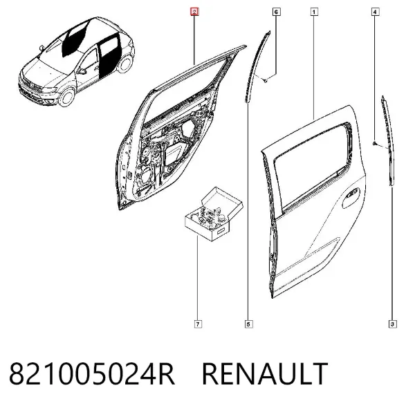 Porta traseira direita 821005024R Renault (RVI)