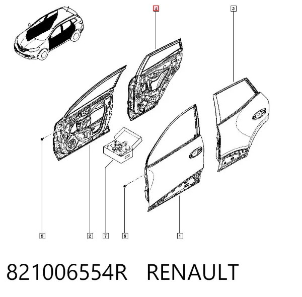 Porta traseira direita 821006554R Renault (RVI)